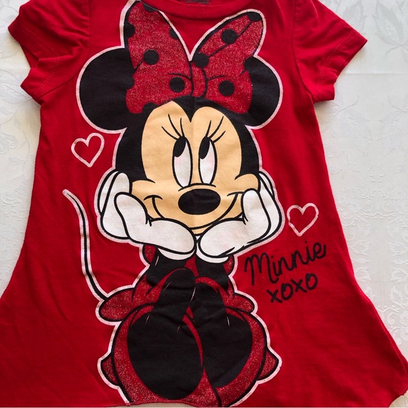 Disney Red Minnie Mouse XOXO T-Shirt Toddlers Size 3T Short Sleeves Large Logo - Picture 12 of 12